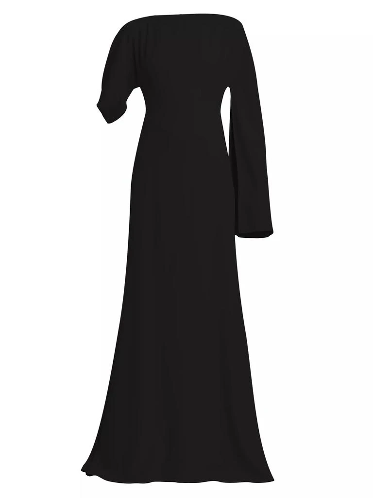 商品Alexander McQueen|Crepe Asymmetric Cape-Sleeve Gown,价格¥12992,第1张图片