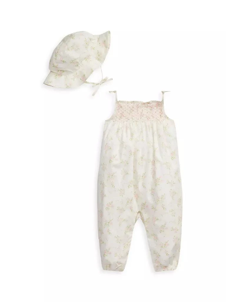 商品Ralph Lauren|Baby Girl's Cotton Batiste Overalls & Bucket Hat Set,价格¥414,第1张图片