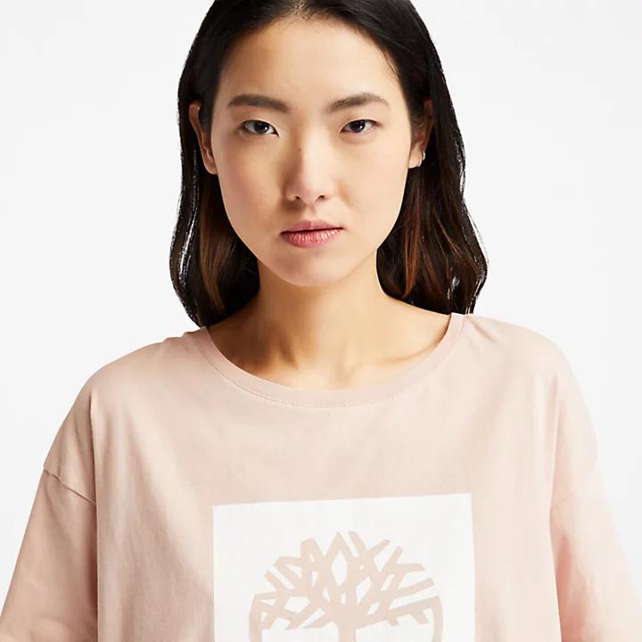 Cropped Logo T-Shirt for Women in Light Pink商品第5张图片规格展示