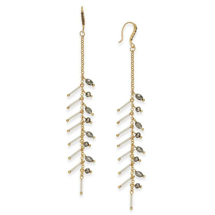 商品INC International|I.N.C. Two-Tone Shaky Bead Linear Drop Earrings, Created for Macy's,价格¥59,第1张图片