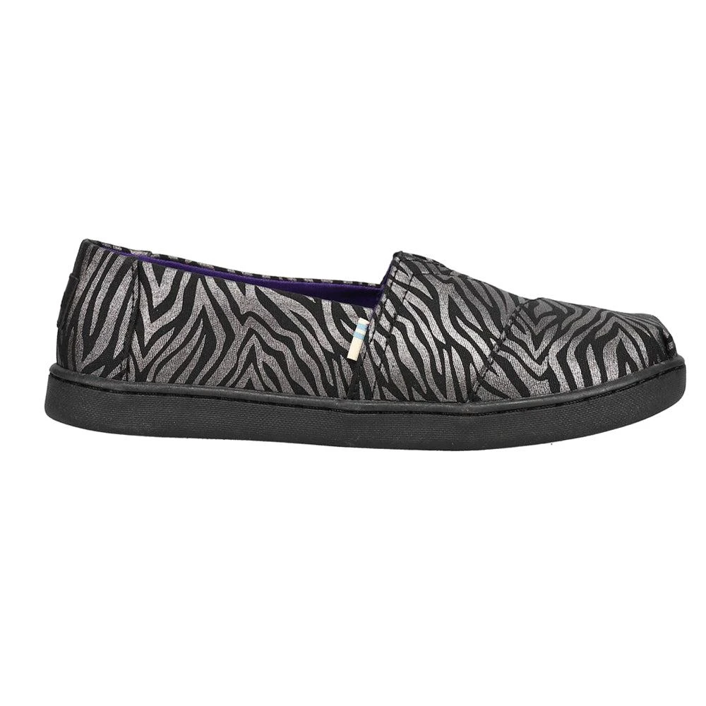 商品TOMS|Alpargata Zebra Shimmer Alpargata Slip On Flats (Big Kid),价格¥223,第1张图片