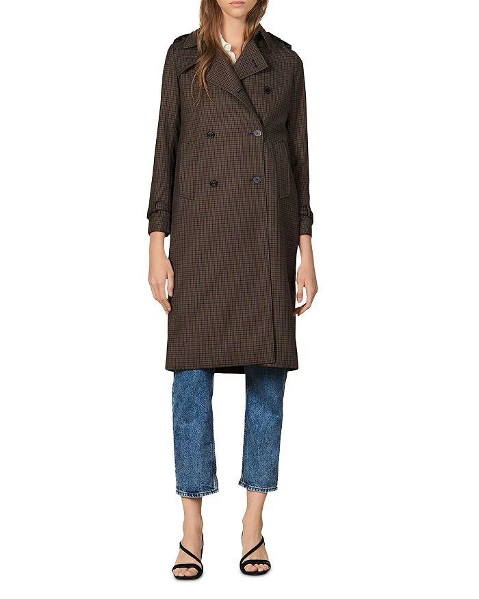 商品Sandro|Even Check Trench Coat,价格¥2575,第1张图片