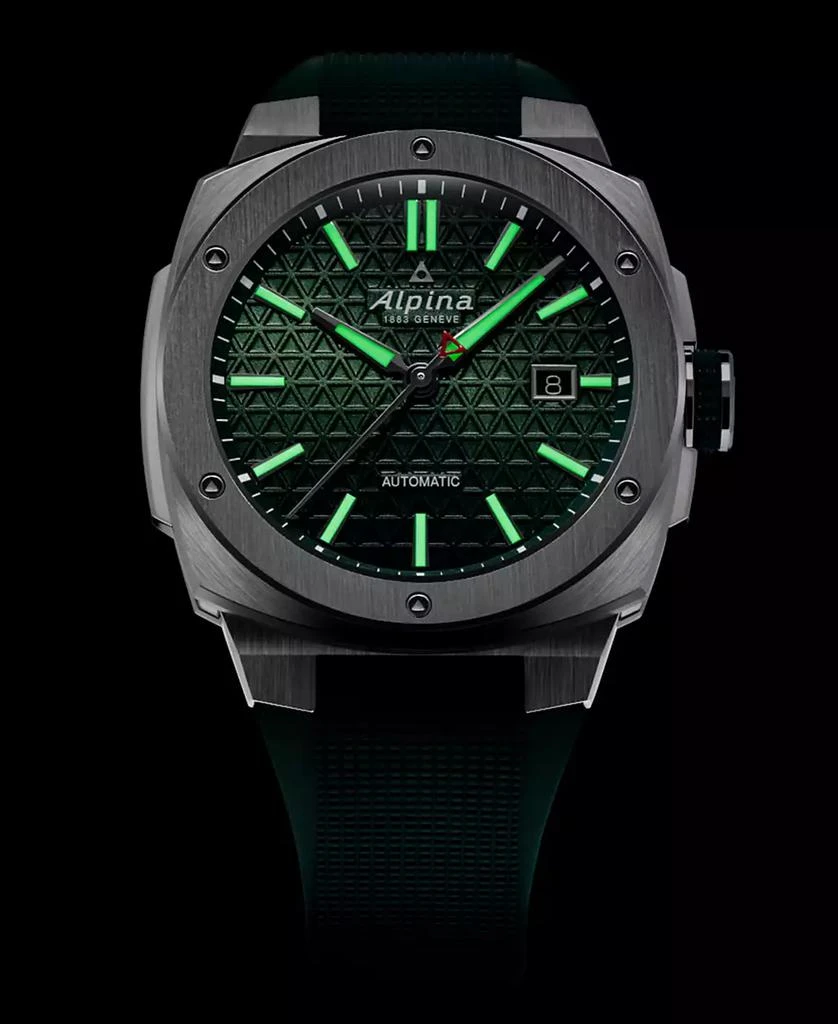 商品Alpina|Men's Swiss Automatic Alpiner Green Rubber Strap Watch 41mm,价格¥14055,第4张图片详细描述