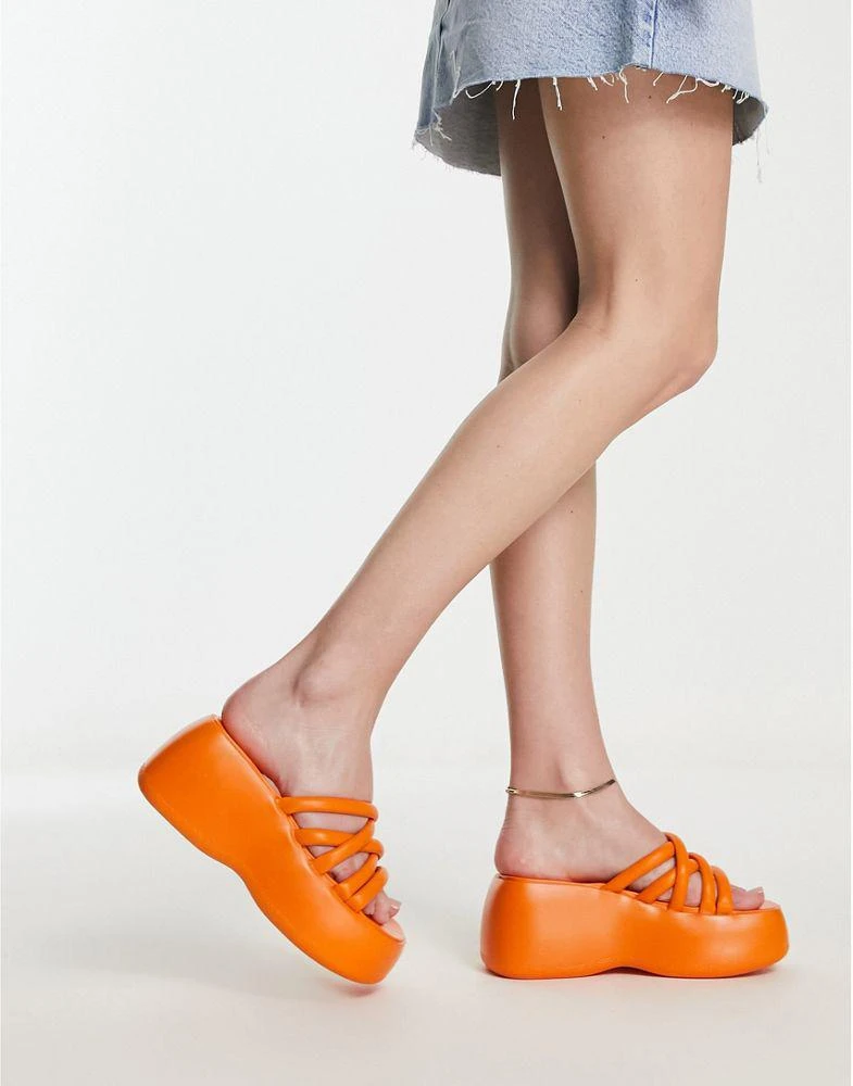 商品Daisy Street|Daisy Street chunky sole strappy sandals in orange,价格¥171,第1张图片