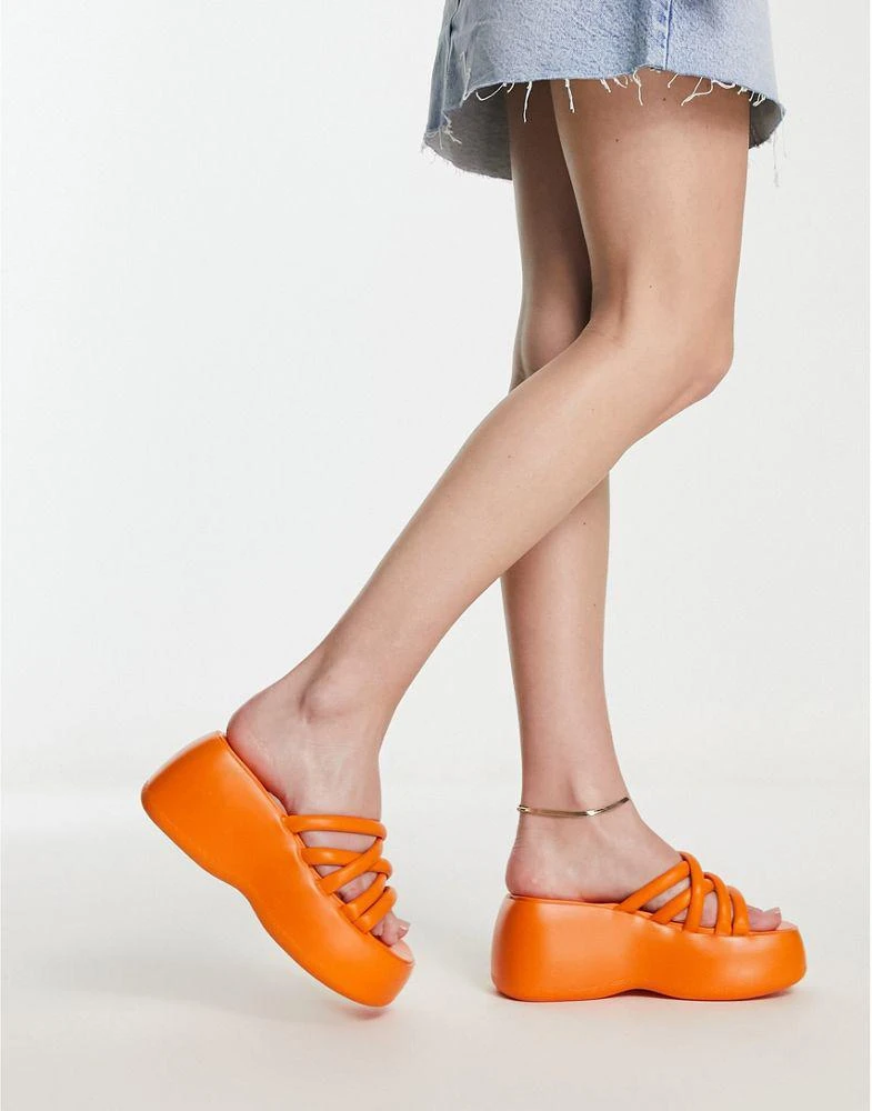 商品Daisy Street|Daisy Street chunky sole strappy sandals in orange,价格¥174,第1张图片