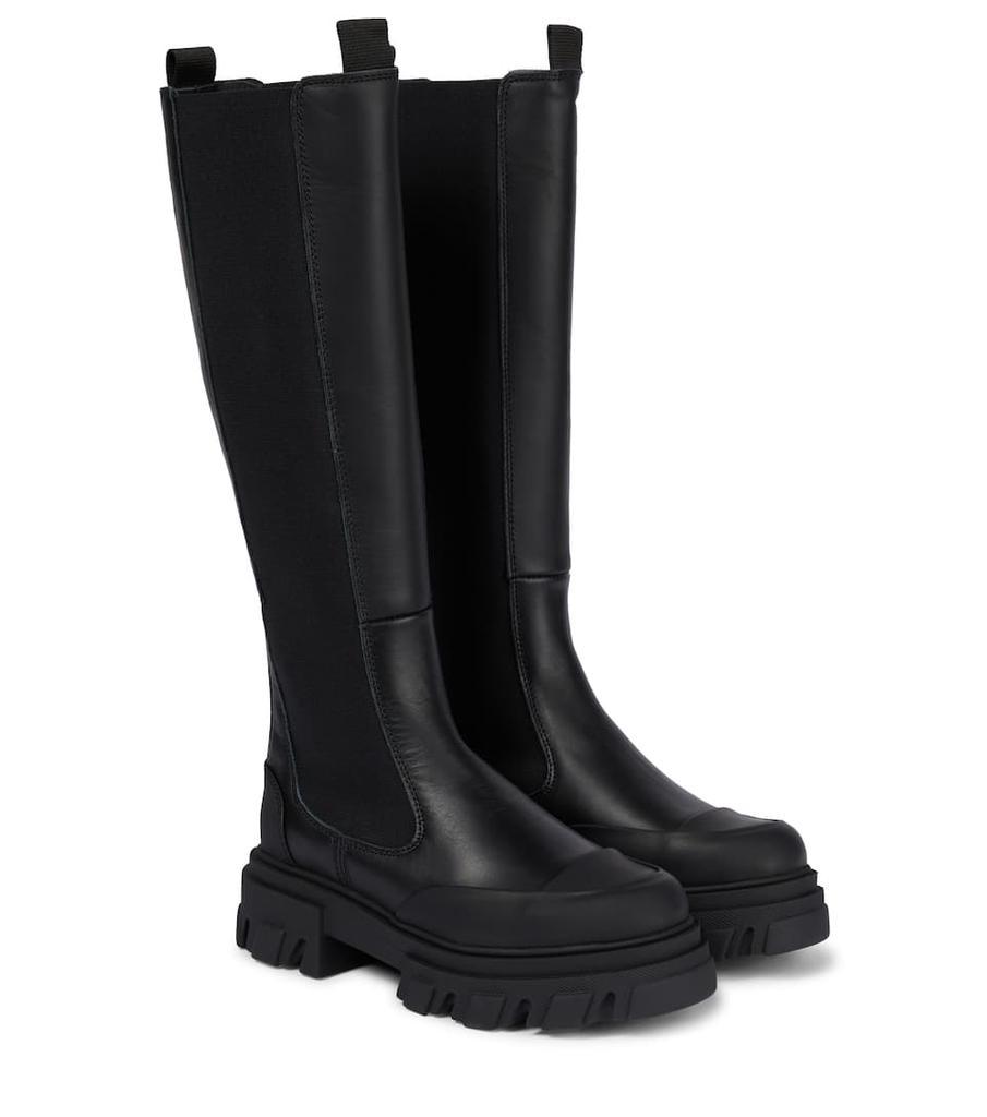 商品Ganni|Leather knee-high boots,价格¥3695,第1张图片