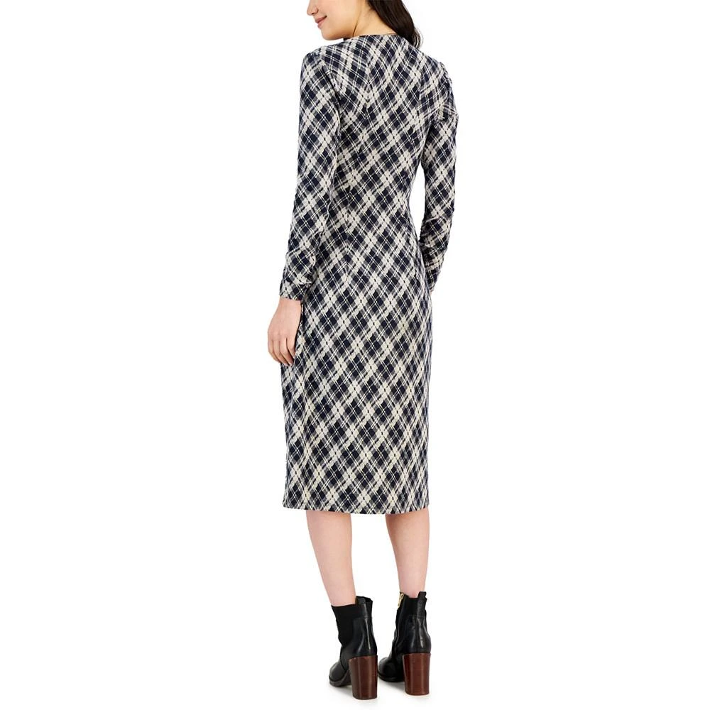 商品Tommy Hilfiger|Women's Jacquard Argyle Wrap Dress,价格¥616,第2张图片详细描述