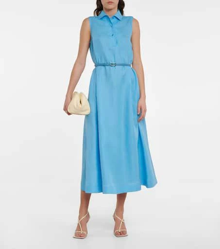 商品Loro Piana|配腰带亚麻衬衫式连衣裙,价格¥17382,第2张图片详细描述