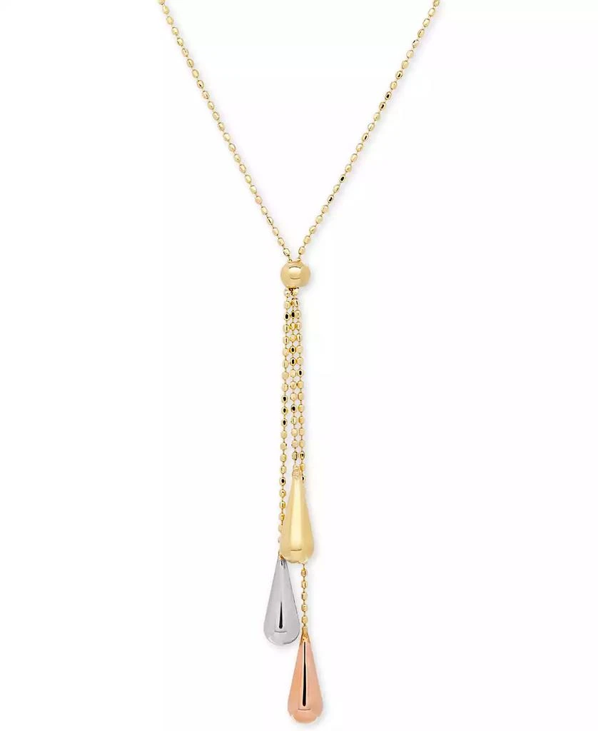 商品Italian Gold|Tri-Gold Lariat Necklace in 14k Gold, White Gold and Rose Gold,价格¥7521,第1张图片