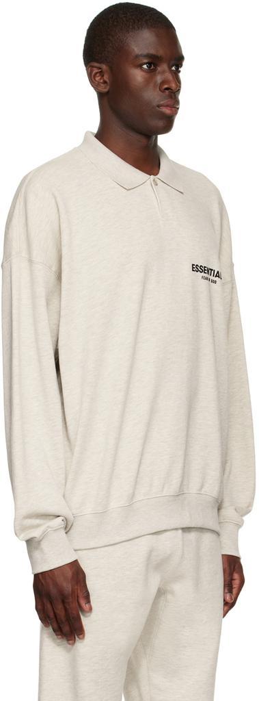 商品Essentials|灰白色棉质长袖 Polo 衫,价格¥536,第4张图片详细描述