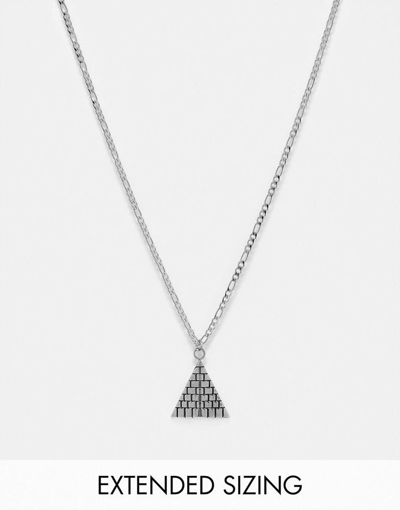 商品ASOS|ASOS DESIGN waterproof stainless steel necklace with pyramid pendant in silver tone,价格¥157,第1张图片