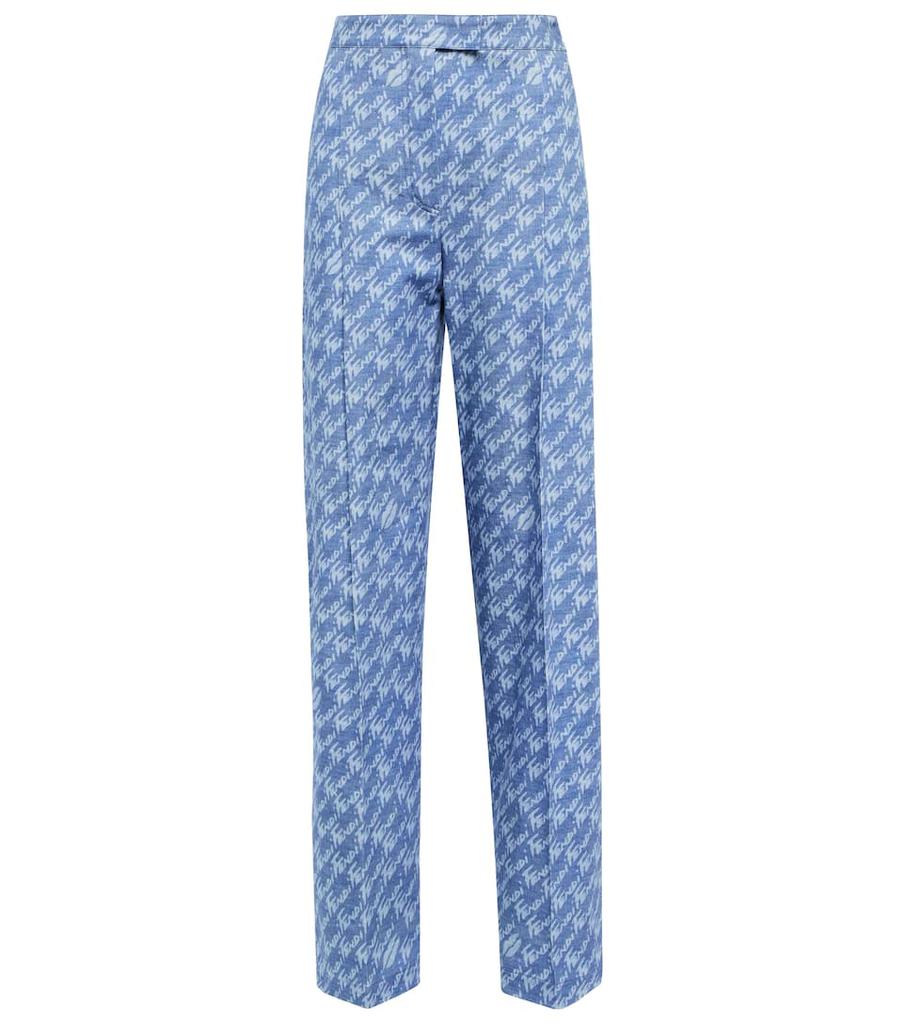 Fendi Brush high-rise cotton chambray pants商品第1张图片规格展示
