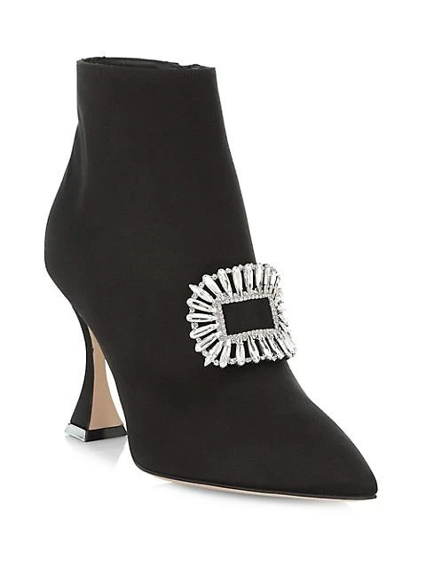 商品Manolo Blahnik|Cantita 90 Embellished Buckle Satin Booties,价格¥4506,第2张图片详细描述