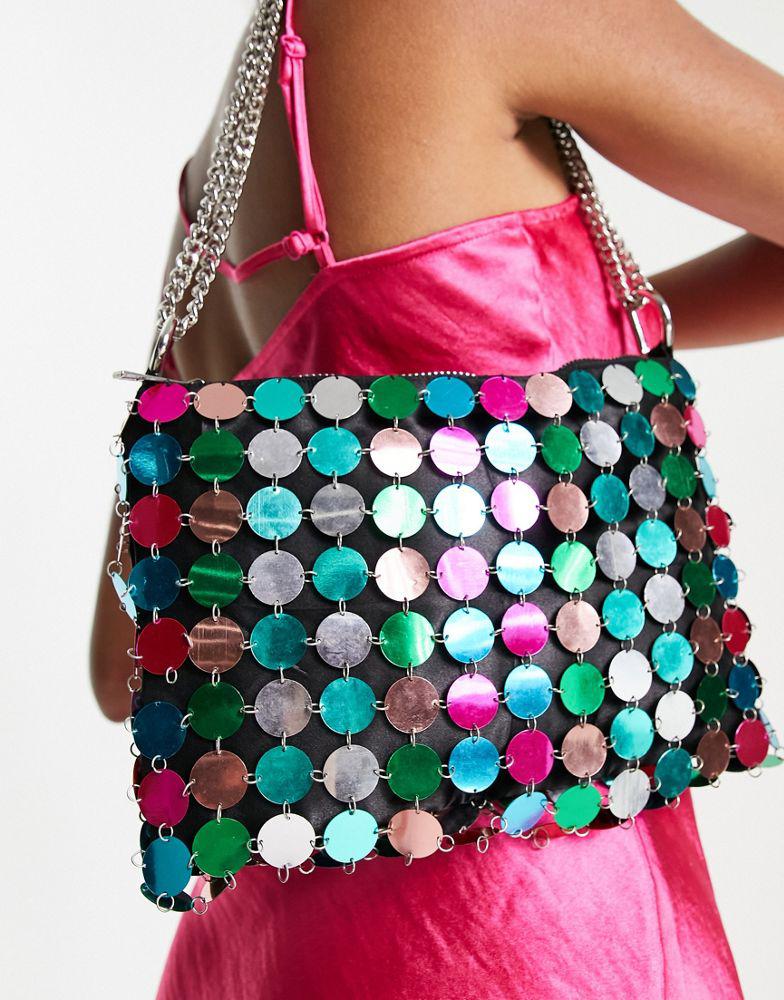 ASOS DESIGN disc sequin shoulder bag in multi商品第2张图片规格展示