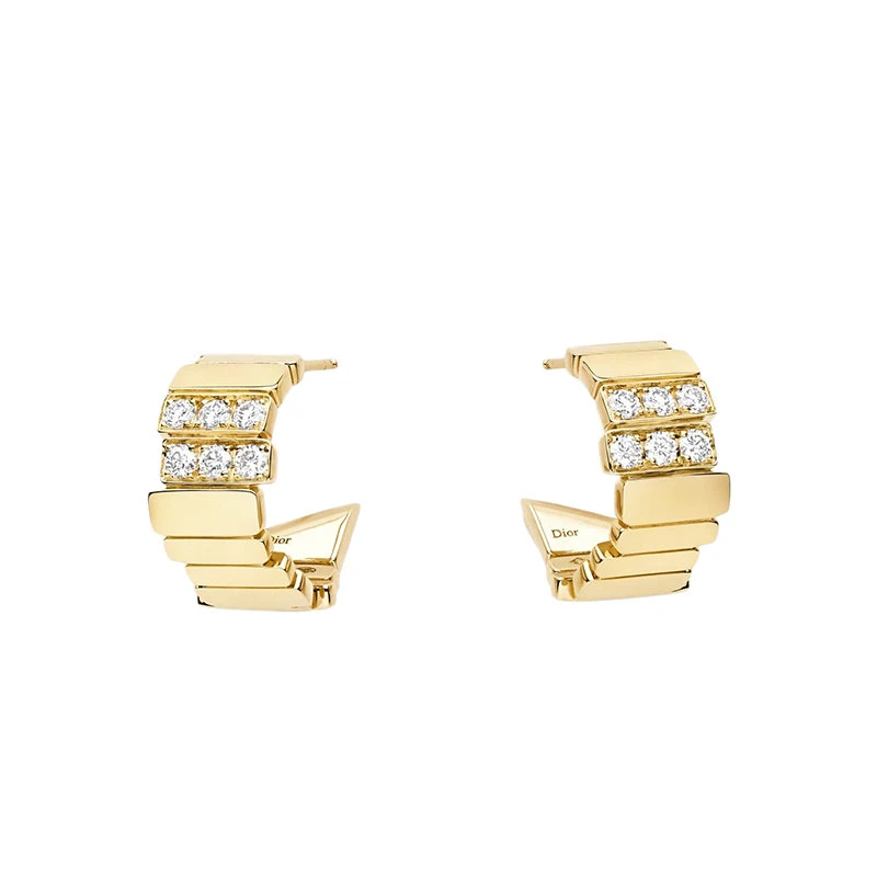 商品Dior|【预售3-7天】迪奥GEM系列 18K金黄金镶嵌钻石耳环JGEM95004_0000,价格¥70796,第1张图片