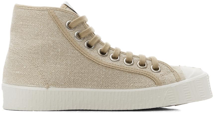 Beige Linen Special Mid Sneakers商品第1张图片规格展示