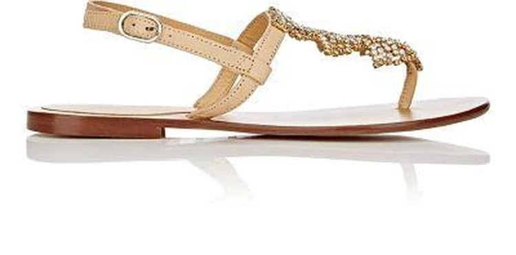 商品Barneys New York|Crystal-Embellished Leather T-Strap Sandals,价格¥903,第1张图片