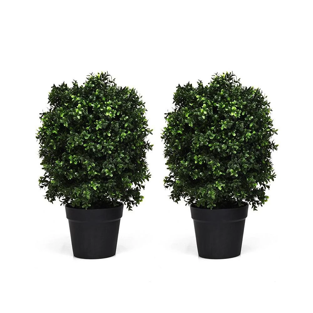 商品Costway|2PC 24'' Artificial Boxwood Topiary Ball Tree Office Garden Patio Desk Decoration,价格¥1161,第1张图片