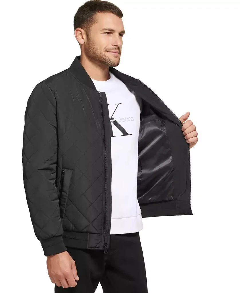 商品Calvin Klein|Men's Quilted Baseball Jacket with Rib-Knit Trim,价格¥497,第3张图片详细描述