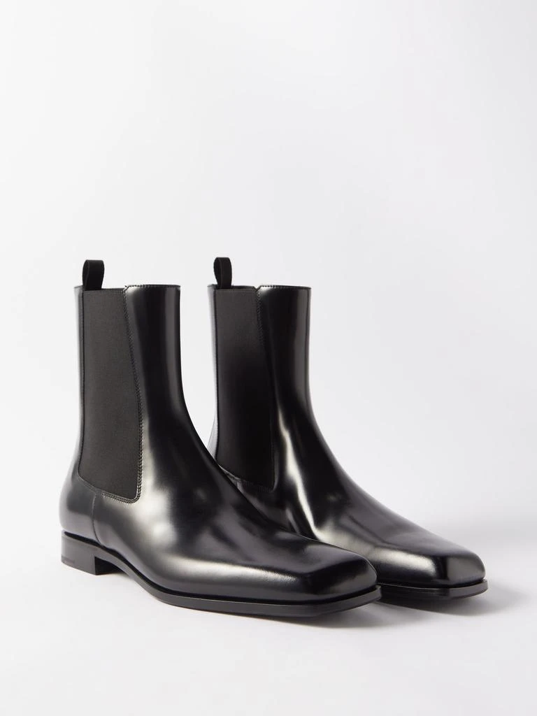 商品Prada|Square-toe patent-leather Chelsea boots,价格¥4881,第5张图片详细描述