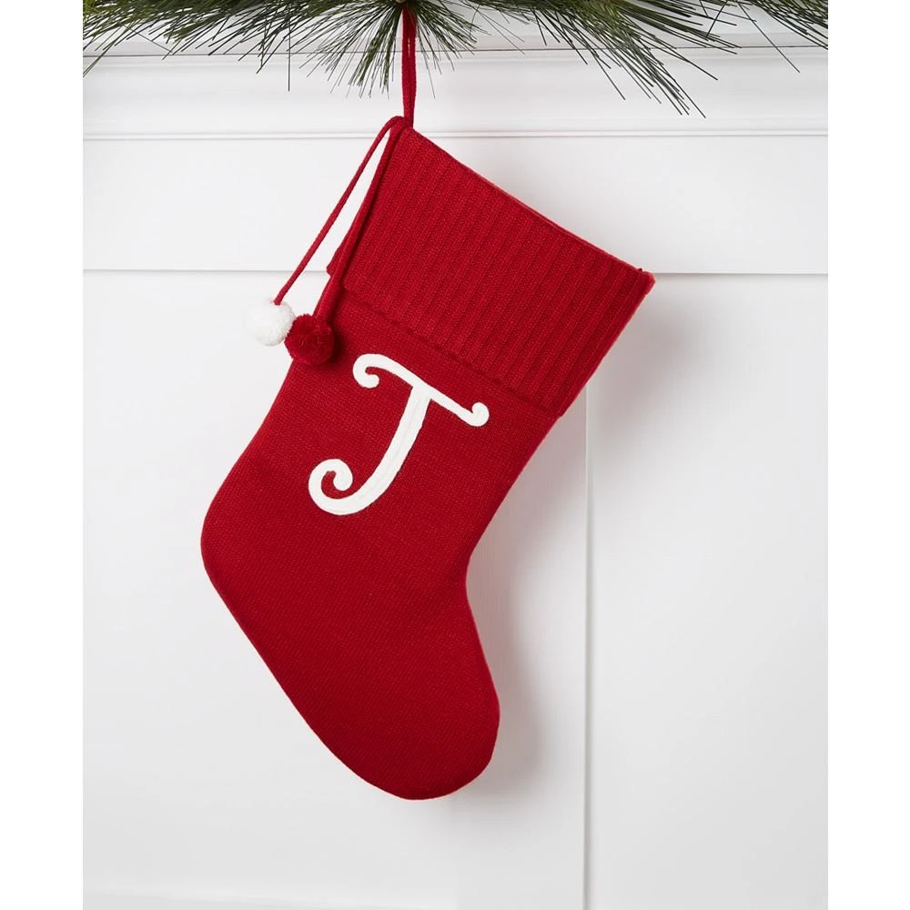 Stocking Red Base White Letter Knitted Initial with Pom Pom, Created for Macy's 商品