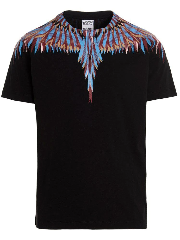 商品Marcelo Burlon|Marcelo Burlon County Of Milan Lines Wings Crewneck T-Shirt,价格¥1848,第1张图片