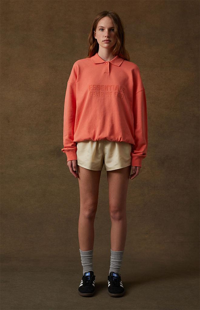 Women's Coral Long Sleeve Polo Sweatshirt商品第6张图片规格展示