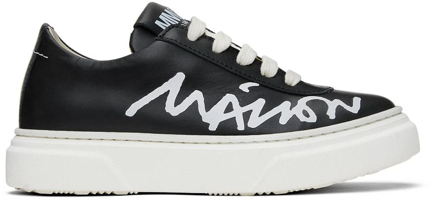 商品MAISON MARGIELA|Kids Black Cursive Logo Sneakers,价格¥648,第1张图片