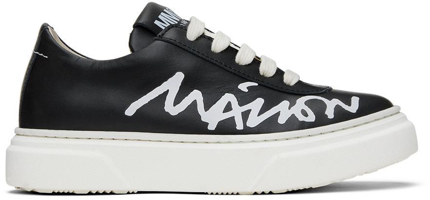 商品MAISON MARGIELA|Kids Black Cursive Logo Sneakers,价格¥2050,第1张图片