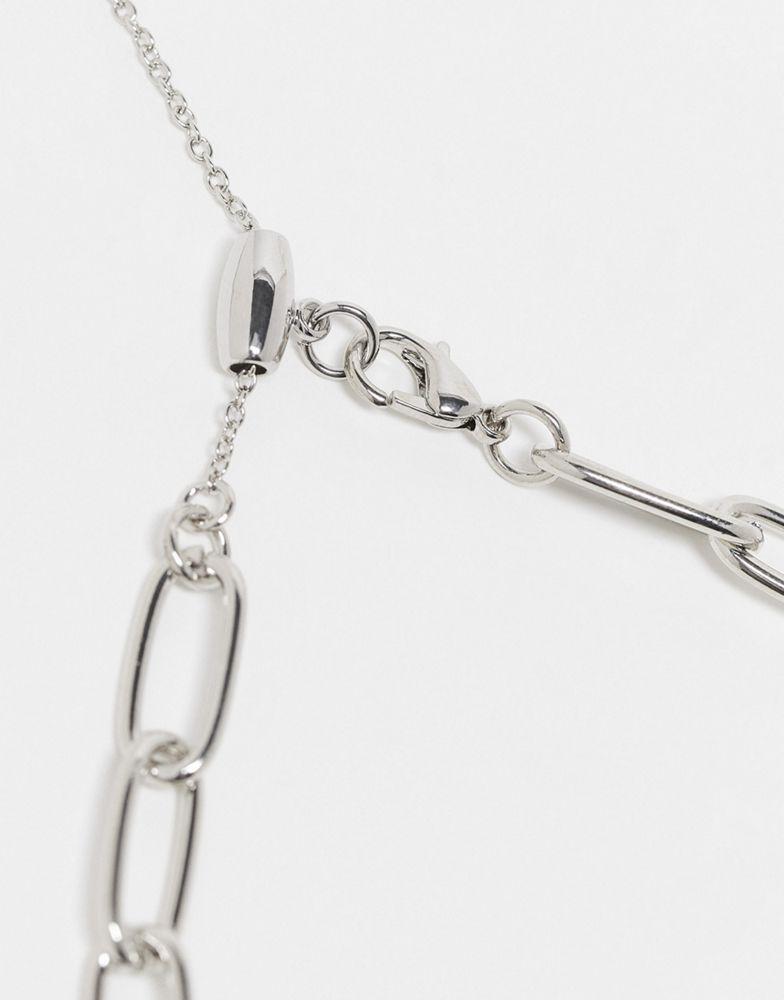商品Reclaimed Vintage|Reclaimed Vintage unisex silver and gold knotted necklace multirow,价格¥78,第6张图片详细描述