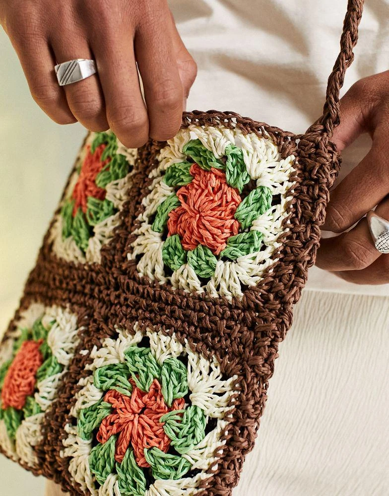 商品ASOS|ASOS DESIGN straw cross body bag in orange and green,价格¥81,第3张图片详细描述