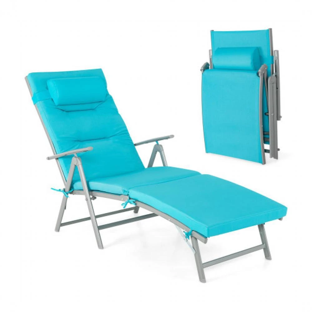 商品Hivvago|Folding Chaise Lounge Chair Outdoor Reclining Chair for Backyard-Tuiquoise,价格¥1070,第2张图片详细描述