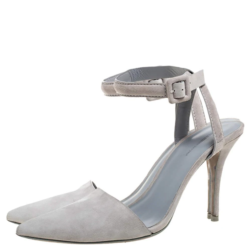 商品[二手商品] Alexander Wang|Alexander Wang Grey Suede Leather Lovisa Ankle Wrap Sandals Size 38.5,价格¥905,第4张图片详细描述
