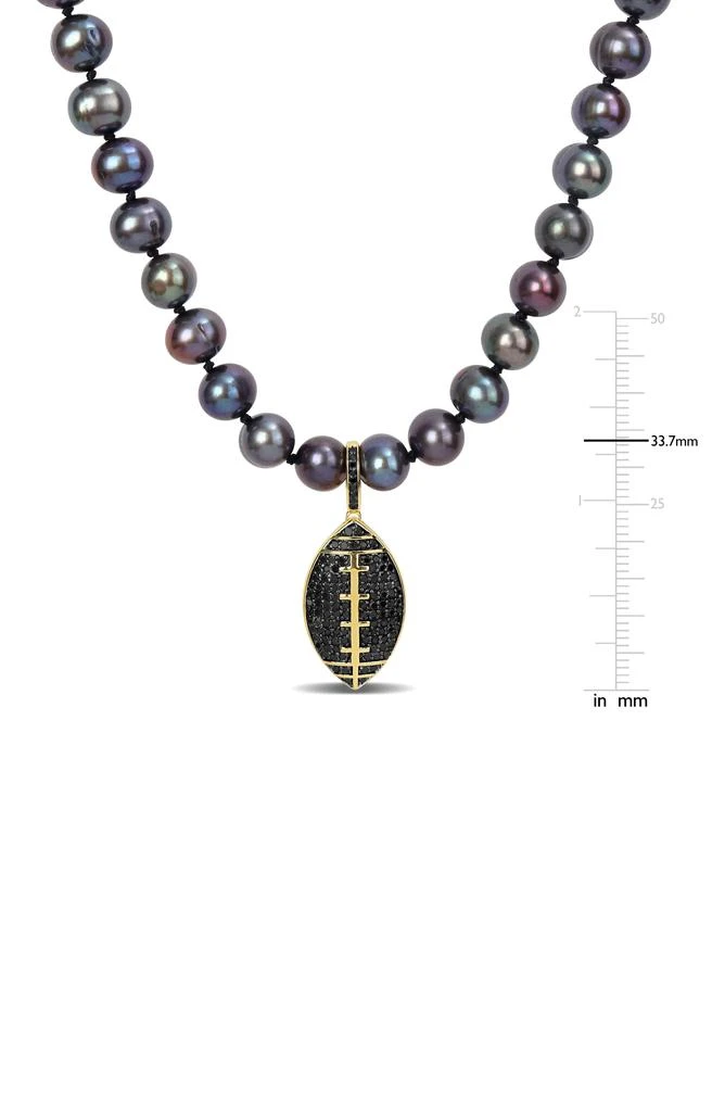 商品DELMAR|Men's Cultured Freshwater Pearl Black Diamond Crown Pendant Necklace - 0.36ct.,价格¥4123,第4张图片详细描述