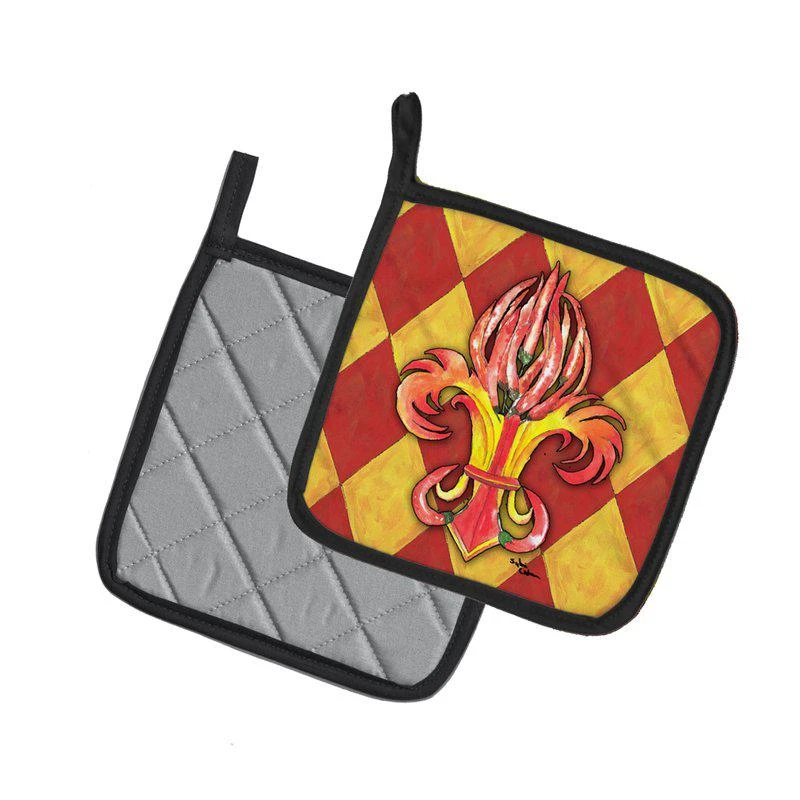 商品Caroline's Treasures|Hot Peppers Fleur de lis Pair of Pot Holders,价格¥170,第2张图片详细描述