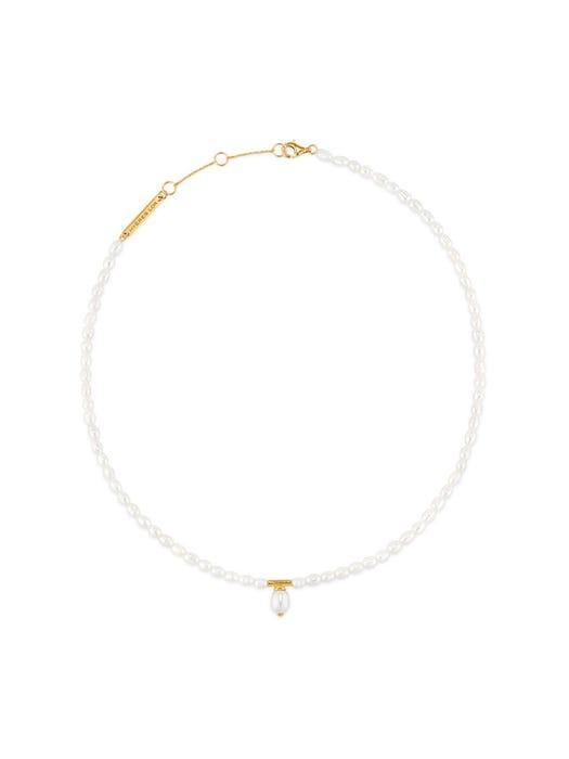Silver Freshwater Pearl Petit Bead Choker Necklace商品第2张图片规格展示