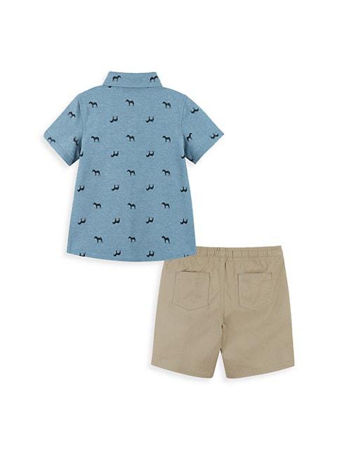 Little Boy's 2-Piece Zebra Button-Up Shirt & Shorts Set商品第2张图片规格展示