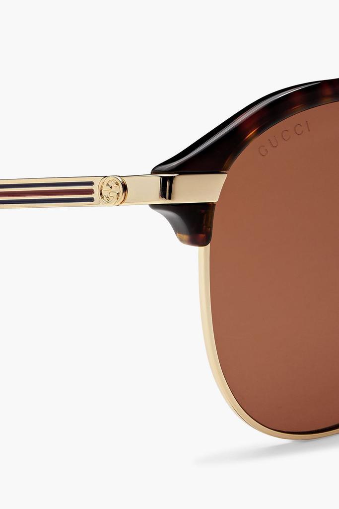 商品Gucci|Aviator-style tortoiseshell metal sunglasses,价格¥2140,第6张图片详细描述