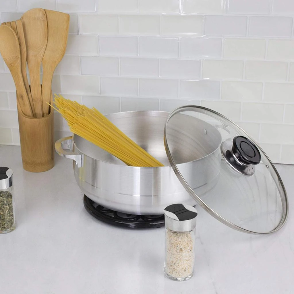 商品Home Basics|Home Basics 5.6 Liter Aluminum Caldero with Glass Lid, Satin Nickel,价格¥269,第4张图片详细描述