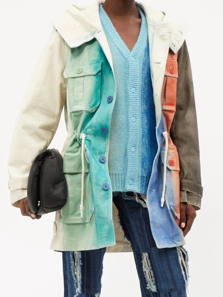 Cat-ear hood striped linen-canvas parka 商品
