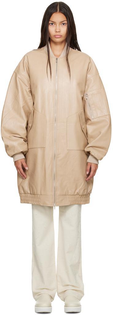 商品The Frankie Shop|Beige Jesse Faux-Leather Jacket,价格¥3348,第1张图片
