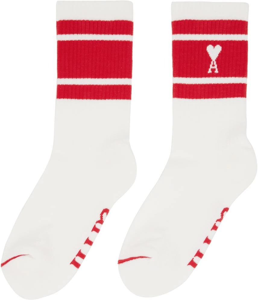 商品AMI|White & Red Ami de Cœur Socks,价格¥247,第2张图片详细描述