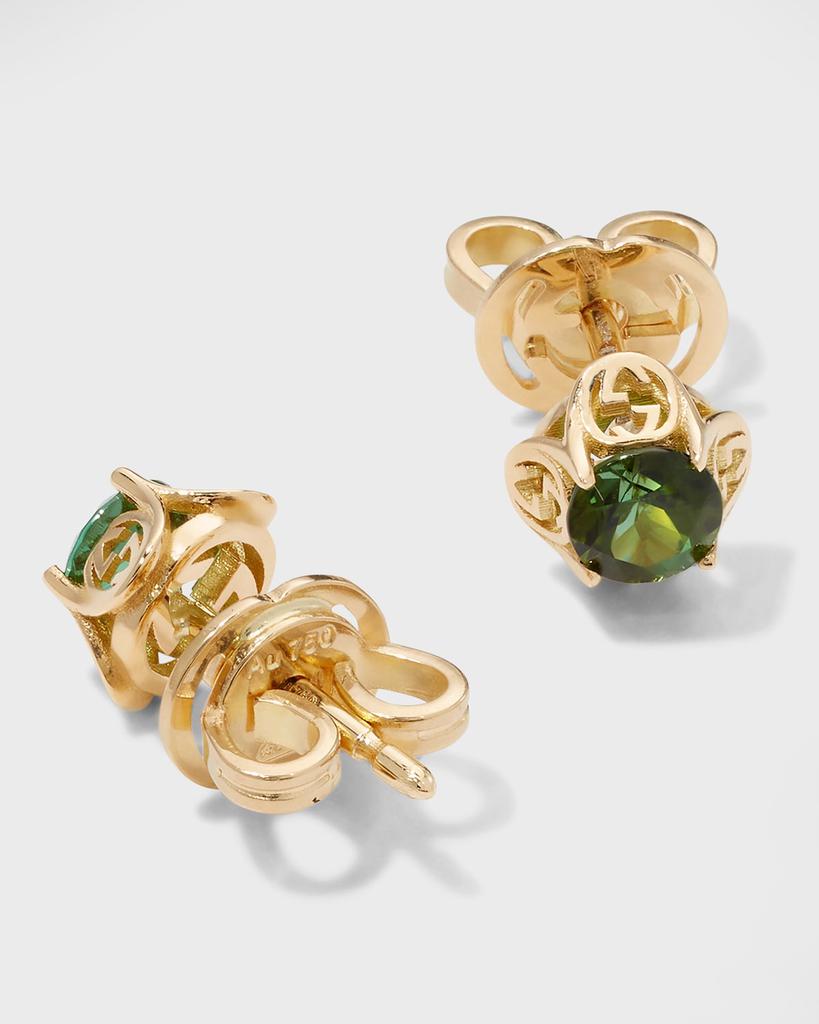 Interlocking-G and Green Tourmaline Stud Earrings商品第4张图片规格展示