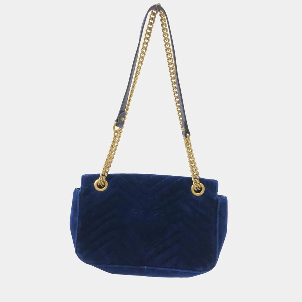 商品[二手商品] Gucci|Gucci Navy Velvet GG Marmont shoulder bag,价格¥13187,第3张图片详细描述