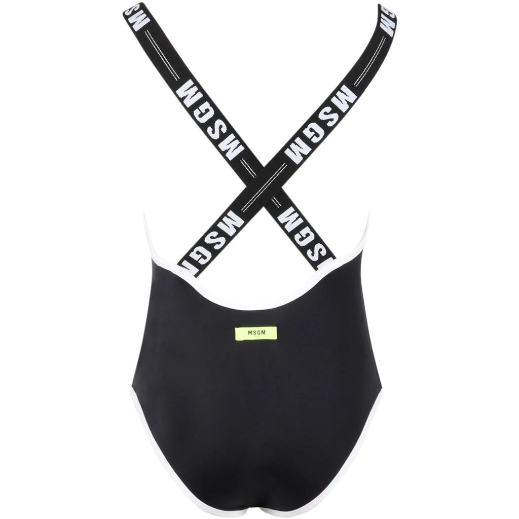 商品MSGM|Black Swimsuit For Girl With White Logo,价格¥685,第2张图片详细描述