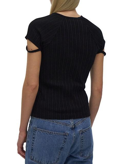 商品Helmut Lang|Rib-Knit Cotton T-Shirt,价格¥1112,第7张图片详细描述
