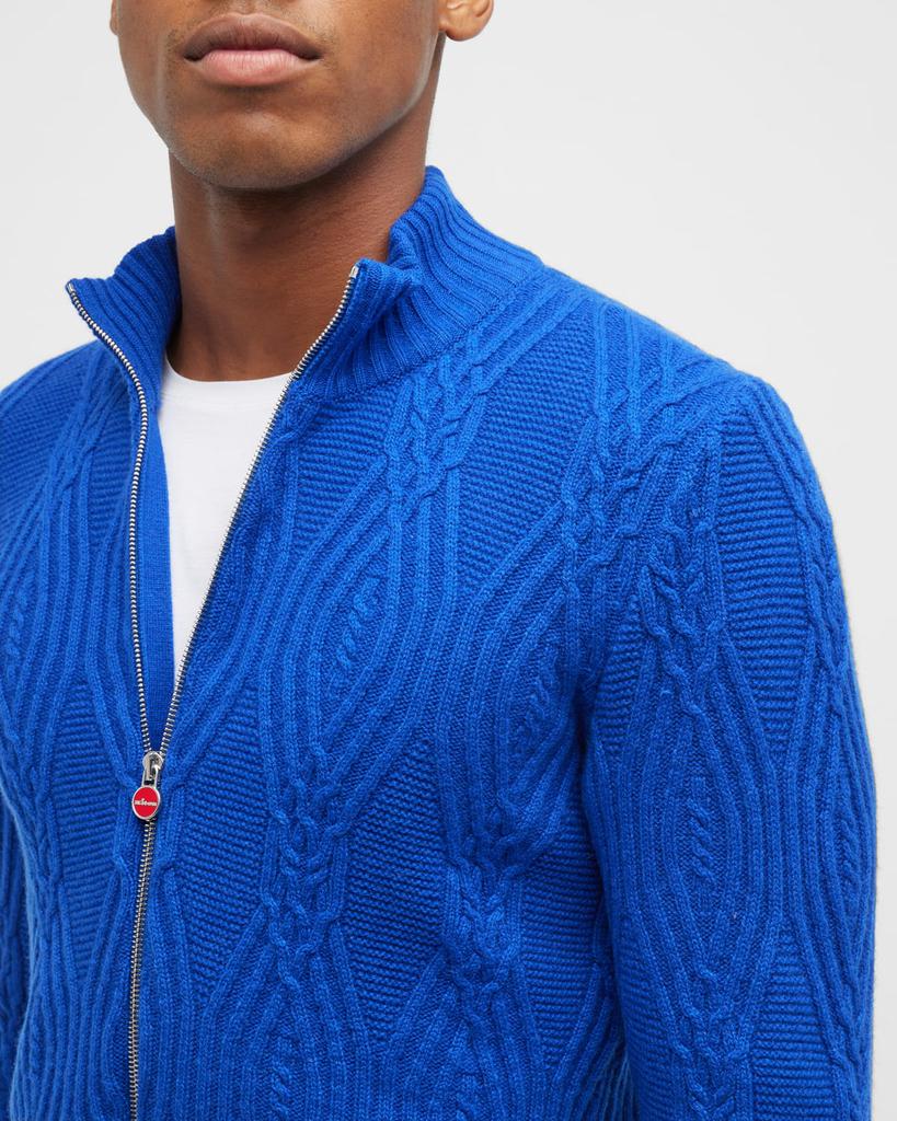 Men's Cashmere Cable Knit Full-Zip Sweater商品第7张图片规格展示