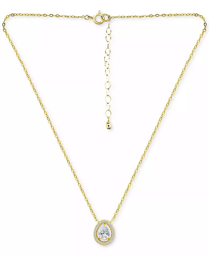 商品Giani Bernini|Cubic Zirconia Pear Halo Pendant Necklace in 18k Gold-Plated Sterling Silver, 16" + 2", Created for Macy's,价格¥497,第3张图片详细描述