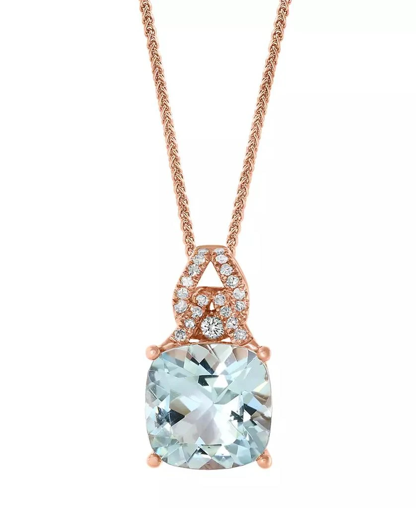 商品LALI Jewels|Aquamarine (3-1/2 ct. t.w.) & Diamond (1/8 ct. t.w.) 18" Pendant Necklace in 14k Rose Gold,价格¥9554,第1张图片