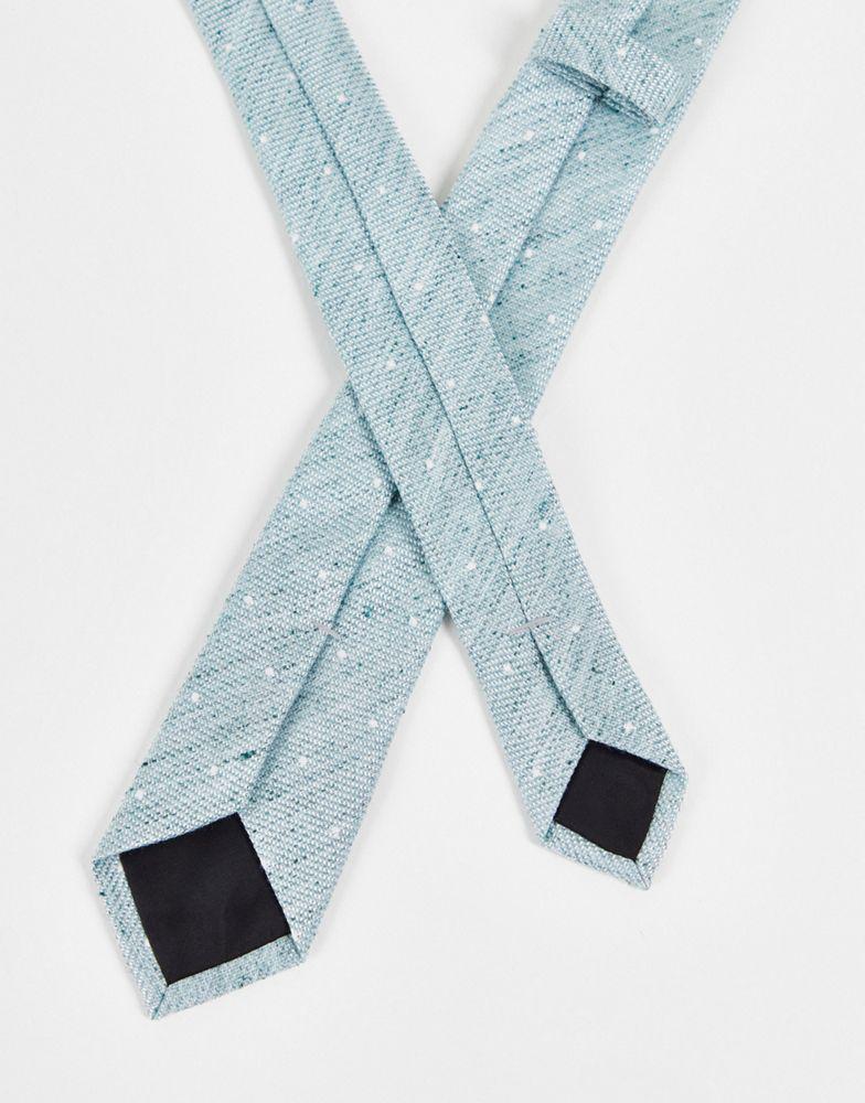 商品ASOS|ASOS DESIGN slim tie with texture and polka dot detail in mint,价格¥57,第5张图片详细描述